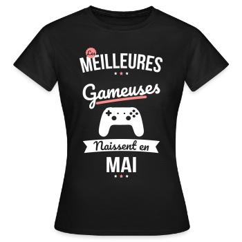 Les meilleures gameuses naissent en Mai - T-shirt Femme - noir - Devant - AI Model Female 172 dark (172cm)