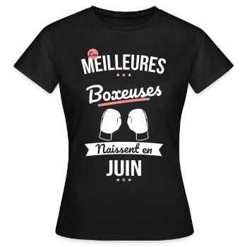 Les meilleures boxeuses naissent en Juin - T-shirt Femme - noir - Devant - AI Model Female 172 dark (172cm)