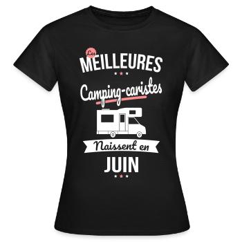 Les meilleures camping-caristes naissent en Juin - T-shirt Femme - noir - Devant - AI Model Female 172 dark (172cm)