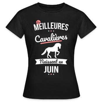 Les meilleures cavalières naissent en Juin - T-shirt Femme - noir - Devant - AI Model Female 172 dark (172cm)