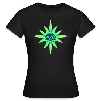 420 Cannabis - Hanf - Marihuana - Weed - Marijuana - Frauen T-Shirt - Schwarz - Vorne - AI Model Female 172 dark (172cm)