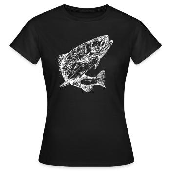 Vintage Regenbogenforelle im Sprung - Frauen T-Shirt - Schwarz - Vorne - AI Model Female 172 dark (172cm)