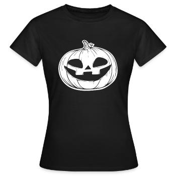 Kürbis Gesicht - grinsendes Halloweenkostüm - Frauen T-Shirt - Schwarz - Vorne - AI Model Female 172 dark (172cm)