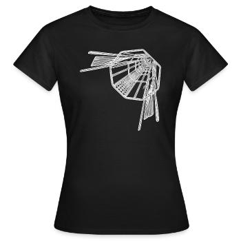 Geometrische Tunnel Linien Unendlichkeit Optik - Frauen T-Shirt - Schwarz - Vorne - AI Model Female 172 dark (172cm)