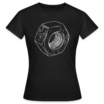 Écrou à vis avec surface rayée - T-shirt Femme - noir - Devant - AI Model Female 172 dark (172cm)