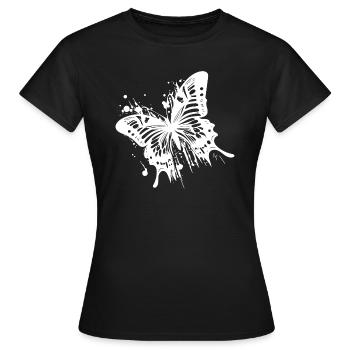 Eleganter Vintage Tinte Schmetterling - Frauen T-Shirt - Schwarz - Vorne - AI Model Female 172 dark (172cm)