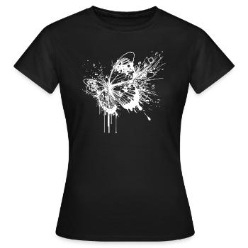 Elegant Vintage Tattoo Splash Butterfly - Women's T-Shirt - black - Front - AI Model Female 172 dark (172cm)