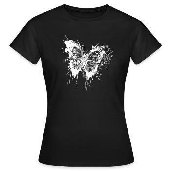 Tattoo Tinte Splash Schmetterling - Frauen T-Shirt - Schwarz - Vorne - AI Model Female 172 dark (172cm)