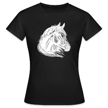 Juments Chevaux Portrait avec une crinière d’une beauté fantastique - T-shirt Femme - noir - Devant - AI Model Female 172 dark (172cm)