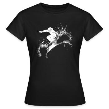 Powder Snow Jump Style Move Crazy Snowboard - Women's T-Shirt - black - Front - AI Model Female 172 dark (172cm)