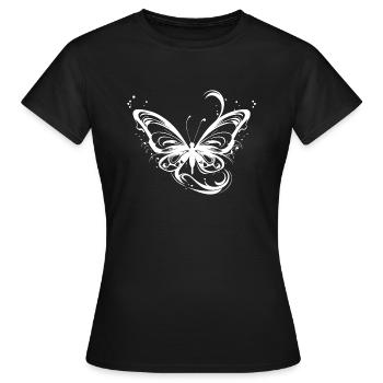 Pretty Tattoo Lines Style Butterfly - T-shirt Femme - noir - Devant - AI Model Female 172 dark (172cm)