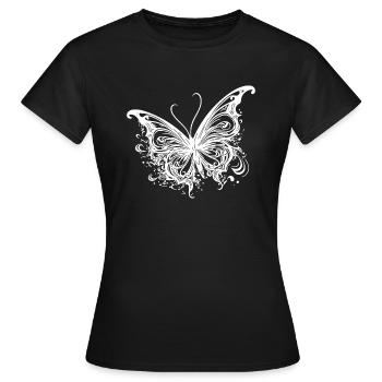 Pretty Tattoo Kids Lines Style Butterfly - T-shirt Femme - noir - Devant - AI Model Female 172 dark (172cm)