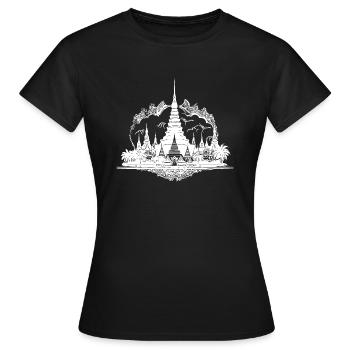 Exotic Thailand Temple Tattoo Style Reminder - Women's T-Shirt - black - Front - AI Model Female 172 dark (172cm)