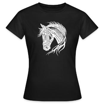 Bel étalon avec une élégante crinière ondulante - T-shirt Femme - noir - Devant - AI Model Female 172 dark (172cm)