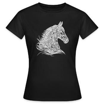 Etalon élégant avec une belle crinière de tatouage - T-shirt Femme - noir - Devant - AI Model Female 172 dark (172cm)