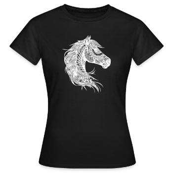 Cheval élégant dans un style de crinière de tatouage élégant - T-shirt Femme - noir - Devant - AI Model Female 172 dark (172cm)