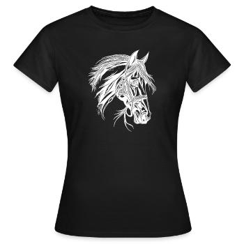 Cheval robuste à crinière Dressage équestre Sports équestres - T-shirt Femme - noir - Devant - AI Model Female 172 dark (172cm)