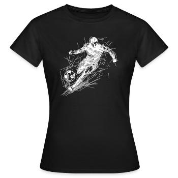 Attaquant de football en cours d’exécution avec ballon - T-shirt Femme - noir - Devant - AI Model Female 172 dark (172cm)