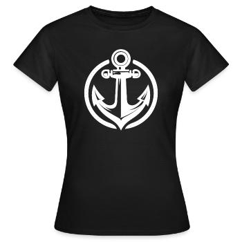 Vintage alter nasser Anker im Kreislogo - Frauen T-Shirt - Schwarz - Vorne - AI Model Female 172 dark (172cm)