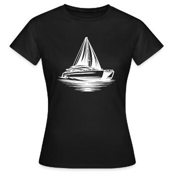 Chic Double Coque Voilier Catamaran Marin - T-shirt Femme - noir - Devant - AI Model Female 172 dark (172cm)