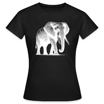 Elephant - Large safari proboscis with tusks - Women's T-Shirt - black - Front - AI Model Female 172 dark (172cm)