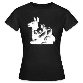 Sleeping koala on a sleeping llama - Women's T-Shirt - black - Front - AI Model Female 172 dark (172cm)