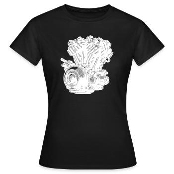 Moteur de cylindre de ventilateur de cylindre de bloc moteur de moto - T-shirt Femme - noir - Devant - AI Model Female 172 dark (172cm)