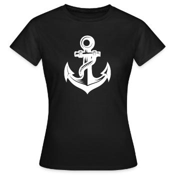 Anker mit Seil Tau um das Eisen - Frauen T-Shirt - Schwarz - Vorne - AI Model Female 172 dark (172cm)