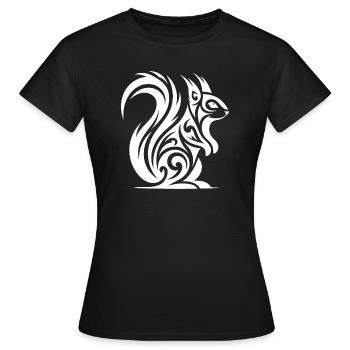 Niedliches Eichhörnchen in Tattoo Style - Frauen T-Shirt - Schwarz - Vorne - AI Model Female 172 dark (172cm)