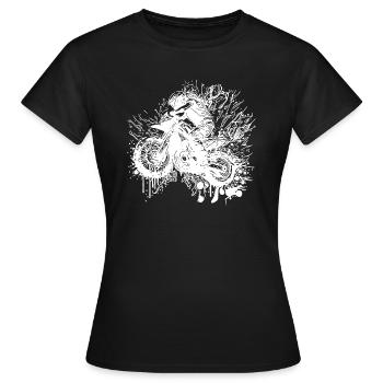 Rennsport Motorrad Geländefahrt Splash Style - Frauen T-Shirt - Schwarz - Vorne - AI Model Female 172 dark (172cm)