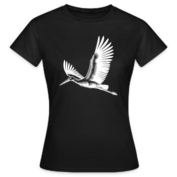 Fliegender Storch auf breiten Schwingen - Frauen T-Shirt - Schwarz - Vorne - AI Model Female 172 dark (172cm)