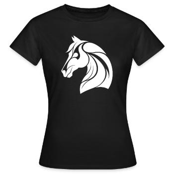 Eleganter Pferdekopf - Frauen T-Shirt - Schwarz - Vorne - AI Model Female 172 dark (172cm)