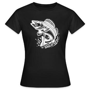 Grand poisson sandre sauteur - T-shirt Femme - noir - Devant - AI Model Female 172 dark (172cm)