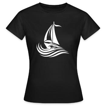 Segelboot bei starkem Wellengang bei rauher See - Frauen T-Shirt - Schwarz - Vorne - AI Model Female 172 dark (172cm)