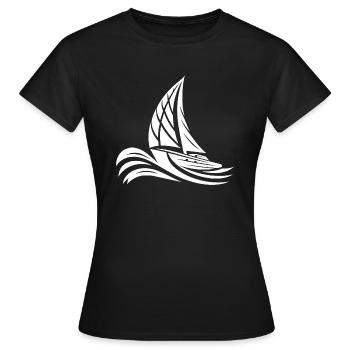 Sportliches Segelboot bei schwerem Wellengang - Frauen T-Shirt - Schwarz - Vorne - AI Model Female 172 dark (172cm)