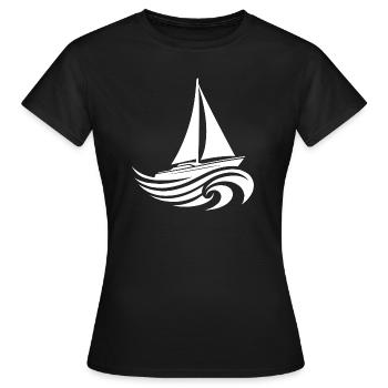 Segelyacht bei schwerem Wellengang - Frauen T-Shirt - Schwarz - Vorne - AI Model Female 172 dark (172cm)