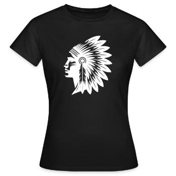 Powerful warrior with magnificent headdress - Women's T-Shirt - black - Front - AI Model Female 172 dark (172cm)