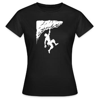 Mann beim Freiklettern am Überhang Felsen - Frauen T-Shirt - Schwarz - Vorne - AI Model Female 172 dark (172cm)