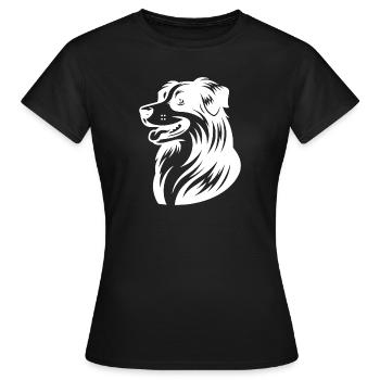 Knuffiger Australian Shepherd Hund Vierbeiner - Frauen T-Shirt - Schwarz - Vorne - AI Model Female 172 dark (172cm)
