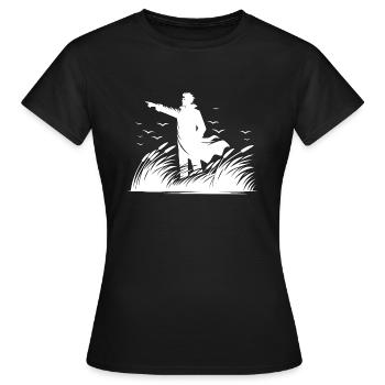 Garde-côtes au bord de la mer vue fixe sur l’horizon - T-shirt Femme - noir - Devant - AI Model Female 172 dark (172cm)