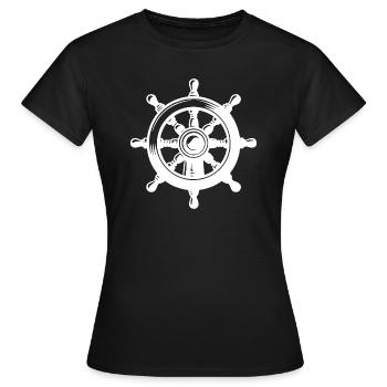 Seefahrt Ruderwache Klassisches Schiff Steuerrad - Frauen T-Shirt - Schwarz - Vorne - AI Model Female 172 dark (172cm)
