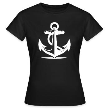 Vintage alter Anker mit dickem Tau Seil - Frauen T-Shirt - Schwarz - Vorne - AI Model Female 172 dark (172cm)