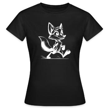 Kleiner Frechdachs Fuchs Zeichnung - Frauen T-Shirt - Schwarz - Vorne - AI Model Female 172 dark (172cm)