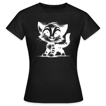 Cuddly Cat House Tiger Baby Drawing - Women's T-Shirt - black - Front - AI Model Female 172 dark (172cm)