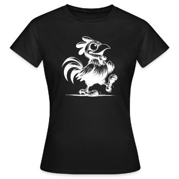 Grinsender Lustiger Gockel Zeichnung - Frauen T-Shirt - Schwarz - Vorne - AI Model Female 172 dark (172cm)