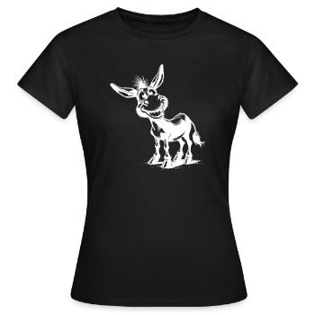Âne souriant Dessin au crayon drôle - T-shirt Femme - noir - Devant - AI Model Female 172 dark (172cm)
