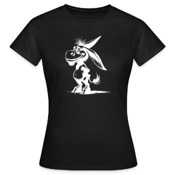 Âne souriant Souriant Caricature aux longues oreilles - T-shirt Femme - noir - Devant - AI Model Female 172 dark (172cm)