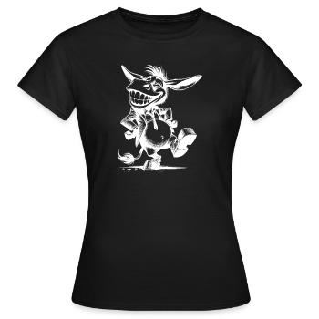 Dessin de caricature de caricature d’âne souriant d’âne à longues oreilles - T-shirt Femme - noir - Devant - AI Model Female 172 dark (172cm)