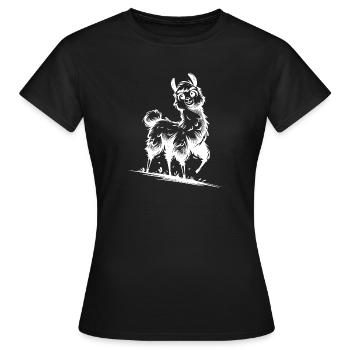 Niedliches Lama Kinder Kuschel Style - Frauen T-Shirt - Schwarz - Vorne - AI Model Female 172 dark (172cm)