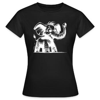 Bébé éléphant avec une énorme trompe - T-shirt Femme - noir - Devant - AI Model Female 172 dark (172cm)